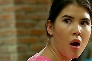 Blonde teen fucking couch in the gym